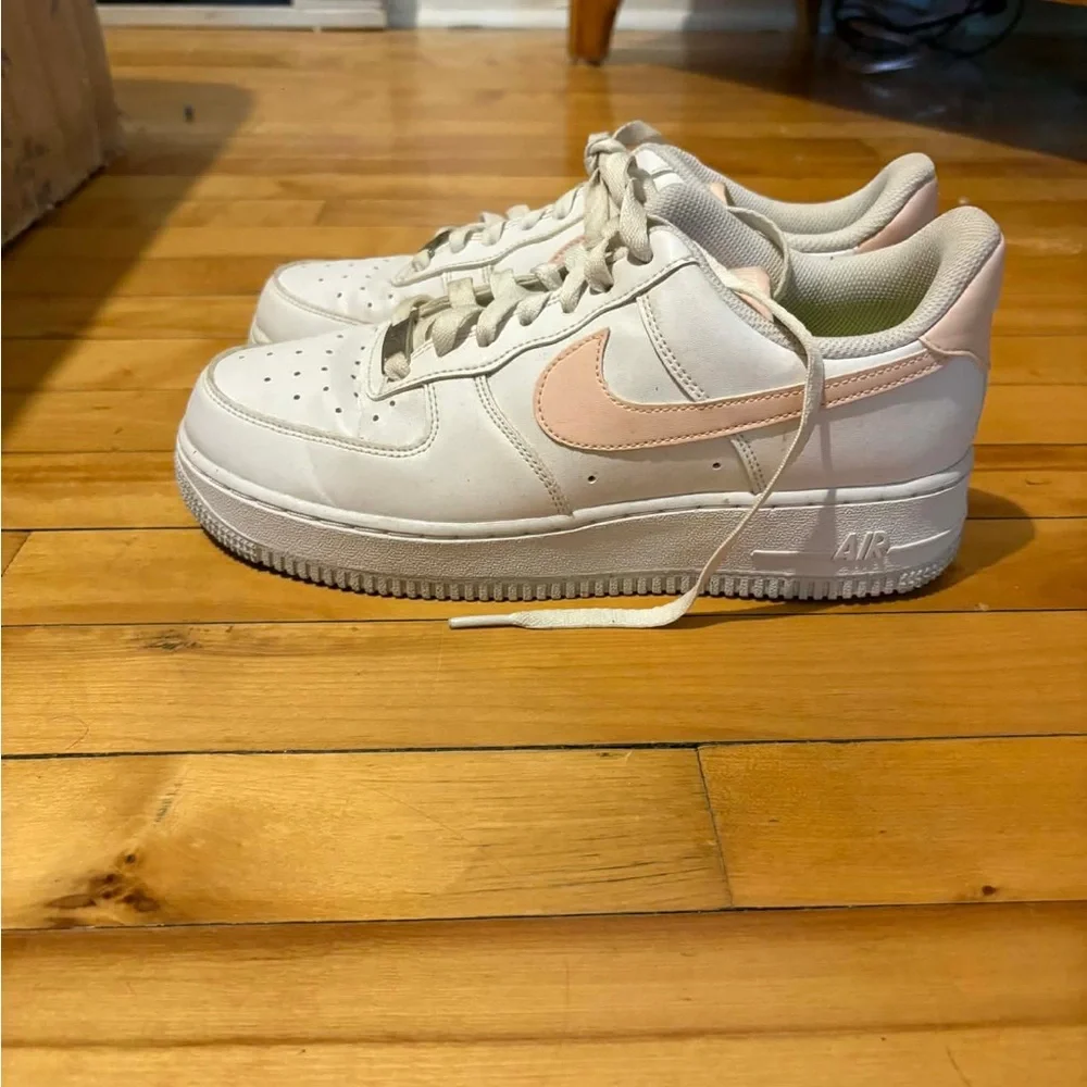 Nike White Sneakers with Light Pink Air Force - Picture 2 of 4